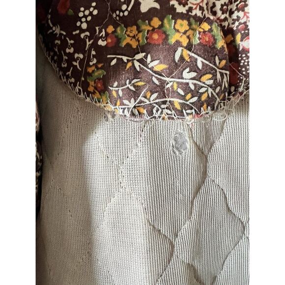 Vintage 1970s Leisure Life Quilted Mixed Pattern Earth Tone House Coat Robe S/M - Picture 6 of 6